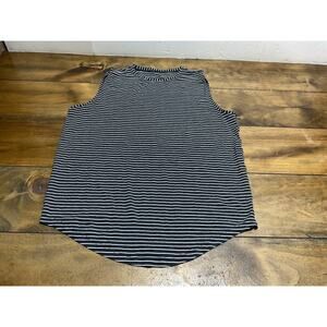 Lululemon Women’s Brunswick Muscle Tank Pima Cotton Black White Stripe Size 8